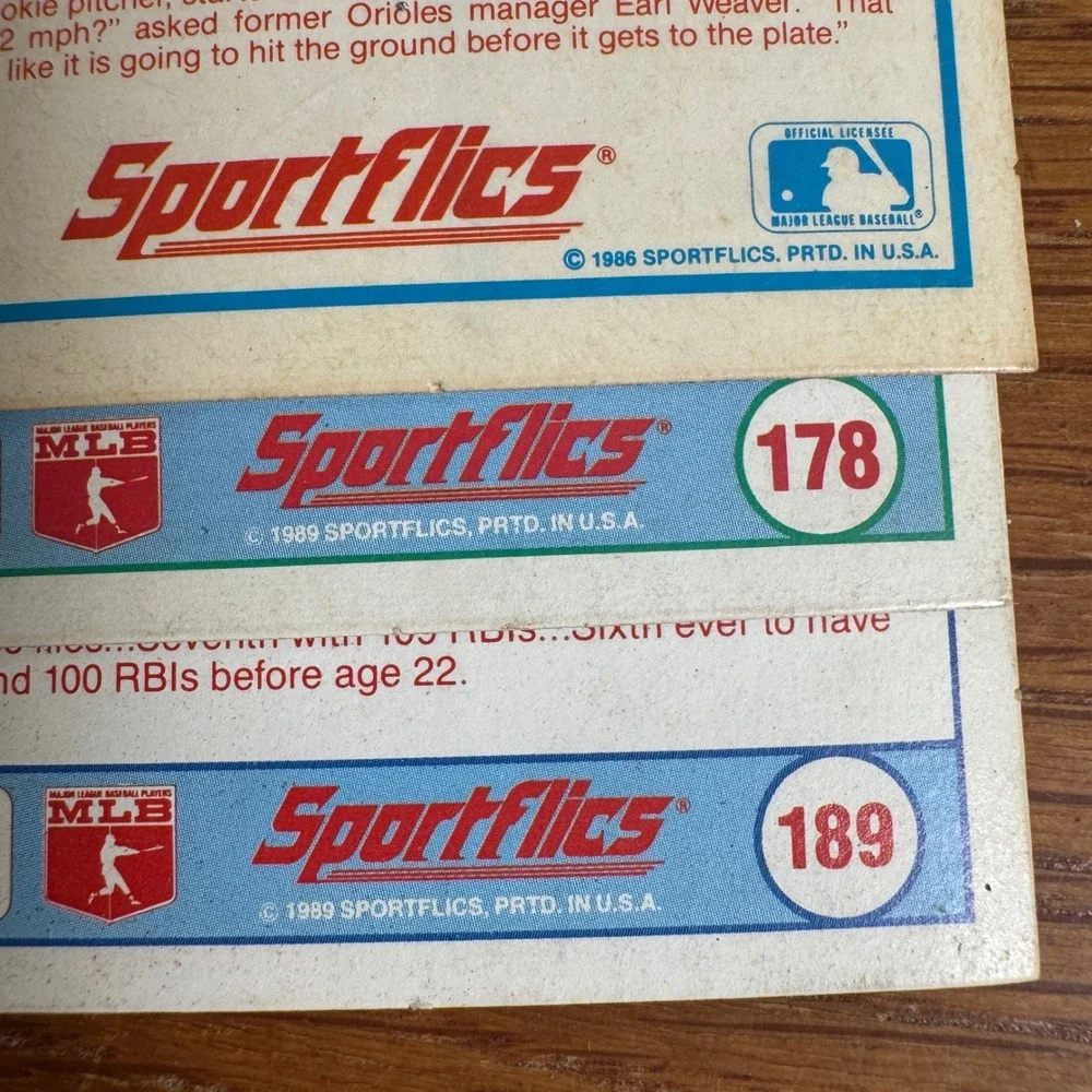 Vintage Sportflics Baseball‎ Card Lot 1986 1989 Niekro Murphy Sierra 6 Cards